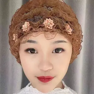 2026 New 5-Petal Floral Lace Bag Headscarf Hat, Windproof Stackable Bohemian Flower Cap, Elegant Hollow Lace Turban Headwear, Soft Warm Stylish Head Wrap for Women All Season Daily Outdoor Travel Casual Street Fashion Dress Up