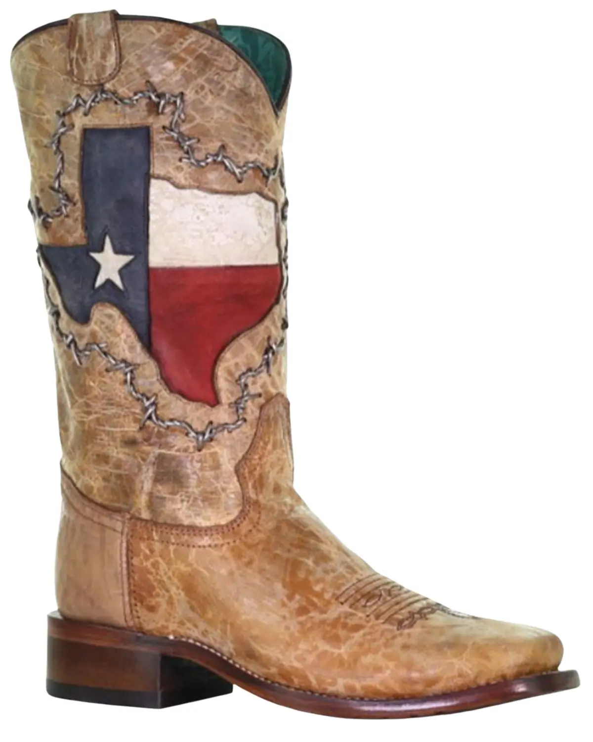 Corral Women's Women'S Texas Flag Shaft Western Boot Broad Square Toe - A4103