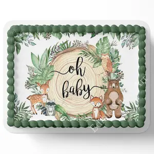 WOODLAND BABY SHOWER CAKE TOPPER Edible Image Woodland Sheet Cake  Cake Topper Woodland Edible Image Sheet Cake