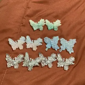 Flat back acrylic butterflies without hole  randomly chosen colors  8pcs
