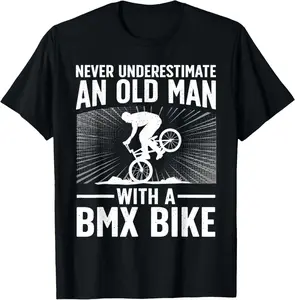 100% Cotton Cool BMX Bike Design For Grandpa Men BMX Bike Rider Lover T-Shirt