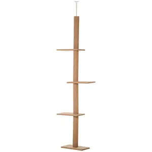 212 MAIN Large Size Floor-to-Ceiling Soft Sisal-Covered Scratching Post - Adjustable Height, Cat Climbing Tower Activity Center Furniture for Kittens, Brown