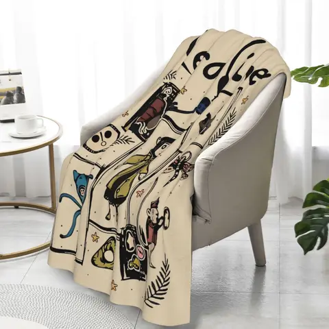 Cartoon Movie Animal Collage Flannel Plush Throw Blanket - Allover Print, All-Season Cozy Gothic Fleece, Cartoon Graphic Throw for Horror Movie Fans (Halloween, Birthdays Gifts), Flannel Plush Throws, Allover Print Blankets
