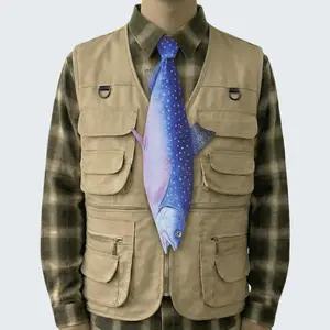 MUS628 3D Printed Blue Rainbow Trout Tie - Realistic Steelhead Fish Necktie for Fishermen