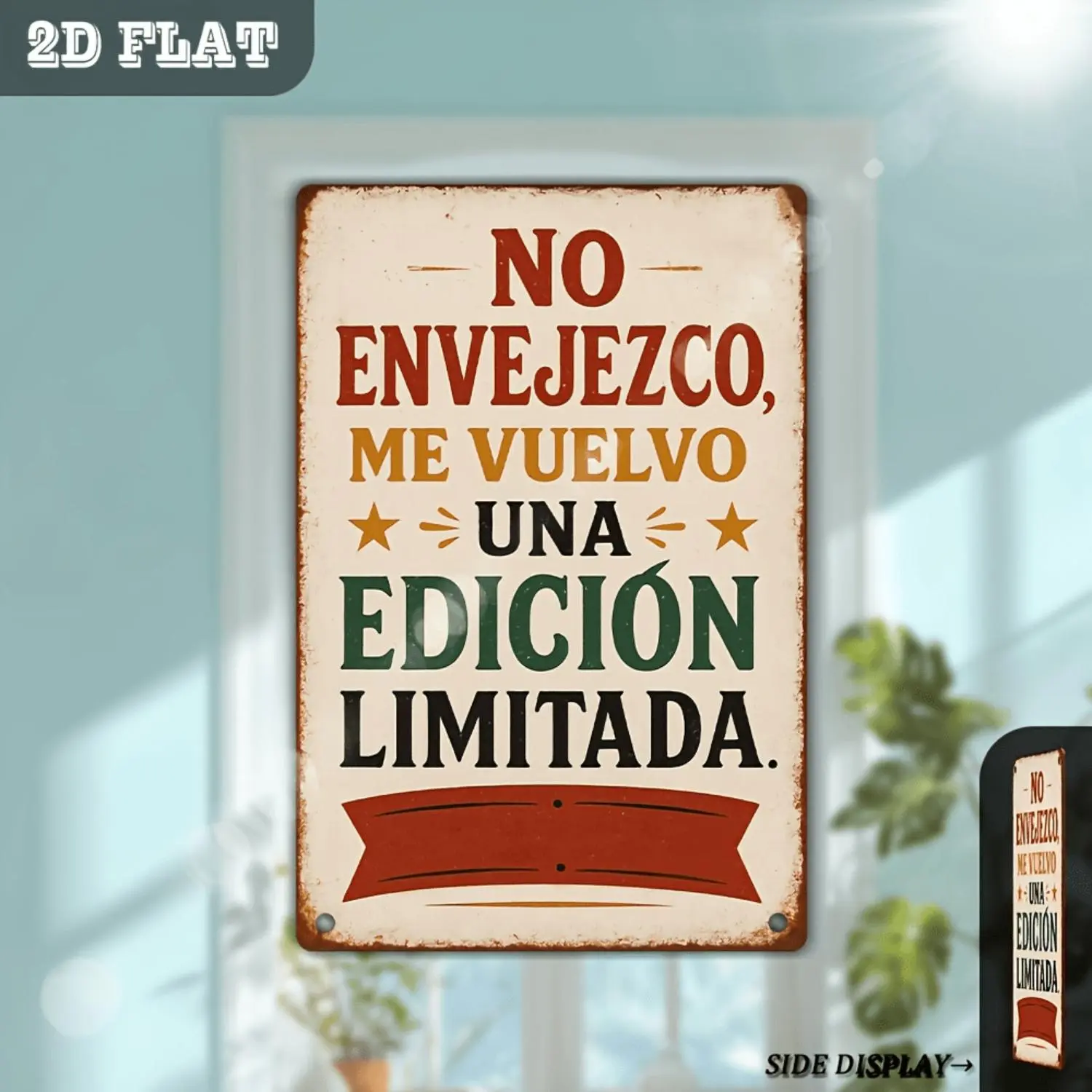 2D Flat, 1pc, "Limited Edition" Spanish Wooden Sign, Decorative Plaque and Ornament, Humorous Wooden Wall Art, Suitable for Garden, Porch, Patio, Home Decor, Bar or Cafe, Restaurant, Kitchen Decor, Birthday Gift for Middle-aged and Elderly, 2D Flat