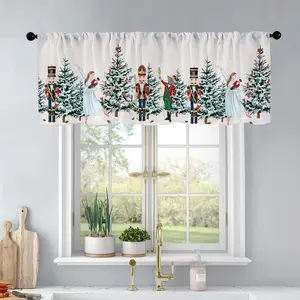 1pc Christmas and New Year printed kitchen curtains Nutcracker, ballerina, mouse king, Chris curtains valance window treatment living room bedroom home decor 54 x 18 inch
