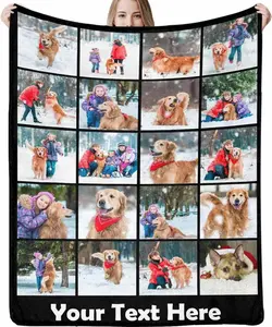 Custom Blanket with Picture Text Customized Blankets with 20 Photos Personalized Blanket Using My Own Pictures, Memorial Gifts for Birthday Christmas Valentine's Day Dad Mom Daughter Friends