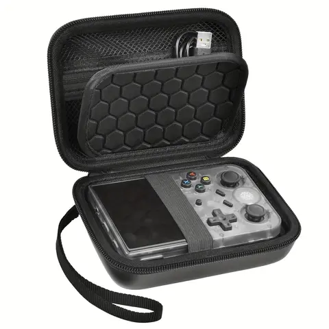 Retro Handheld Game Console Storage Case (Case Only) with Storage Pocket, Handheld Game Console Storage Holder Organizer, Android Game Console Carrying Bag Organizational Zipper Storage Compatible with RG353V/ RG35XX/RG353VS