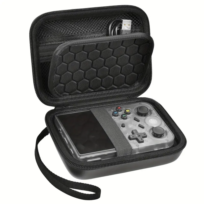 Retro Handheld Game Console Storage Case (Case Only) with Storage Pocket, Handheld Game Console Storage Holder Organizer, Android Game Console Carrying Bag Organizational Zipper Storage Compatible with RG353V/ RG35XX/RG353VS