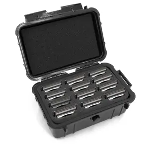 CASEMATIX Protective Clipper Blade Holder for 12 Blades - Waterproof Clipper Blade Storage Case with Custom Barber Blade Holder Foam Interior & Carabiner Compatible Travel Design