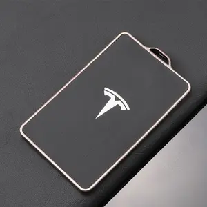 Tpu Leather Car NFC Card Key Case Cover, Key Bag Shell Holder Key Fob Protector for Tesla Model 3 Model Y 2020, Car Key Accessory, Auto Accessories Keychain