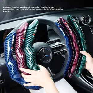Cool Summer Steering Wheel Cover with Irregular Laser Carbon Fiber Texture, Non-Slip, Sporty, Stylish, Suitable for All Seasons