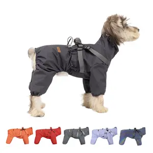 🐶 Waterproof Full-Body Dog Raincoat - High Collar|  4-Leg Design & Chest Strap!Windproof|  Reusable as a Doggie Jacket| Pet Rain Gear Essential
