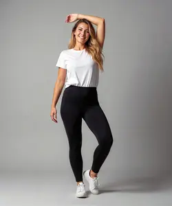 AlignFlex High-waisted Legging Black Cold Washable Minimalist Design Body-hugging Fit Anti-odor Finish for Women's Bottoms Above the Ankle Plain Style All Seasons Basic Fitted
