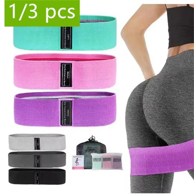 Fabric Anti-Tear Hip Protector Set, Glute Workout Equipment, Butt Exercise Equipment, Gluteal Strap, Quadriceps & Thigh Elastic Band, Squat Ring, Stretch Band, Gym Equipment, Home Workout, Exercise Fitness Equipment (3-Piece)
