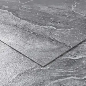 Dark Marble Peel and Stick Floor Tile  Bathroom Floor Tiles Self Adhesive Vinyl Flooring Dark Grey Slate Sticky Laminate Renter Friendly Tile Stickers for Kitchen RV 4-Sheet 12x12
