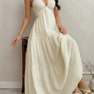 Yolabra Women's Casual Sleeveless A Line Dress, Plain Minimalist Summer Beach Vacation Dress