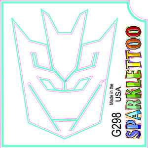 212 MAIN Men's Ruby Red Glitter Tattoo Stencils - G298 3-Ply Transformer2 Design, 1.5x2.3x2.3 in, FDA Compliant, Easy to Apply, 100-Pack for Costumes, Special Occasions