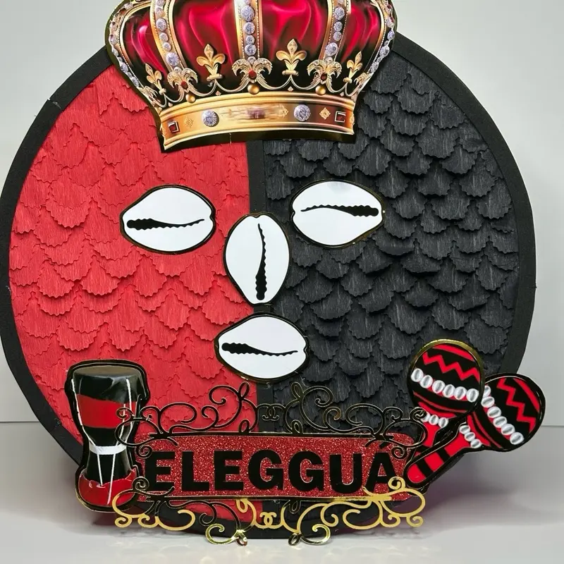 Piñata Elegggua Orishas with Royal Crown Design and Traditional Maracas for Festive Celebrations
