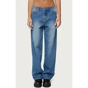 Edikted Women's Rorie Mid Rise Straight Leg Jeans