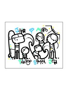 3-5 Names : ORIGINAL CUSTOM DRAWN ART by Kenton Hoppas trimmed to 24” x 30”  Poster Artistic Decor Matte Wall Print