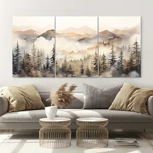 3 Decorative Canvas with Frame Abstract Landscape Painting for Bedroom Living Room Office Home Decoration Easy to Hang 5 Size Options Minimalist Design Artistic Ornaments
