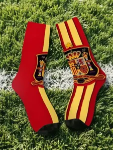 1 Pair Funny Happy Spain Retro Harajuku Football Street Style Novelty Seamless Crew Crazy Sock Match Day Essentials