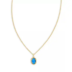DAPHNE FRAMED SHORT PENDANT NECKLACE GOLD BRIGHT BLUE KYOCERA OPAL