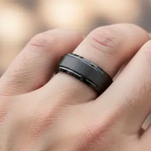 Zirconium 8mm Wide Flat Band With Slightly Rounded Edges Wedding Ring Men's Engagement Ring Zirconium Wedding Band Mens And Women