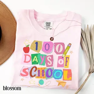 Comfort Colors 100 Days Of School TShirt, Kindergarten Teacher First Grade T-Shirt, Ransom Girls School T-shirt, Youth Toddler 100 Day School Tee