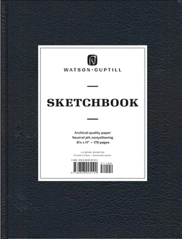Watson-Guptill Black Large Hardcover Classic Sketchbook for Artists, Archival-Quality Neutral pH Premium Paper, Lay-Flat Binding, Daily Use, 1.84 lbs, 11.15" h x 8.7" l x 0.79" w