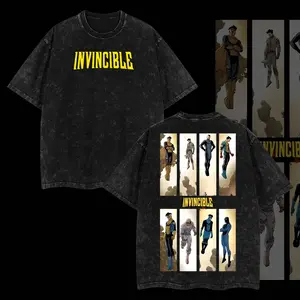 Superstyle Limited Edition Invincible War Comic Double Printed Oversize Lightweight Acid Washed Tee, TV Series Graphic Tee, Gift T-Shirt for Comic Fan