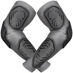 Exxact Sports 3 Padded Arm Compression Sleeve - Football Arm Sleeves for Men Baseball Arm Sleeve (Gray)