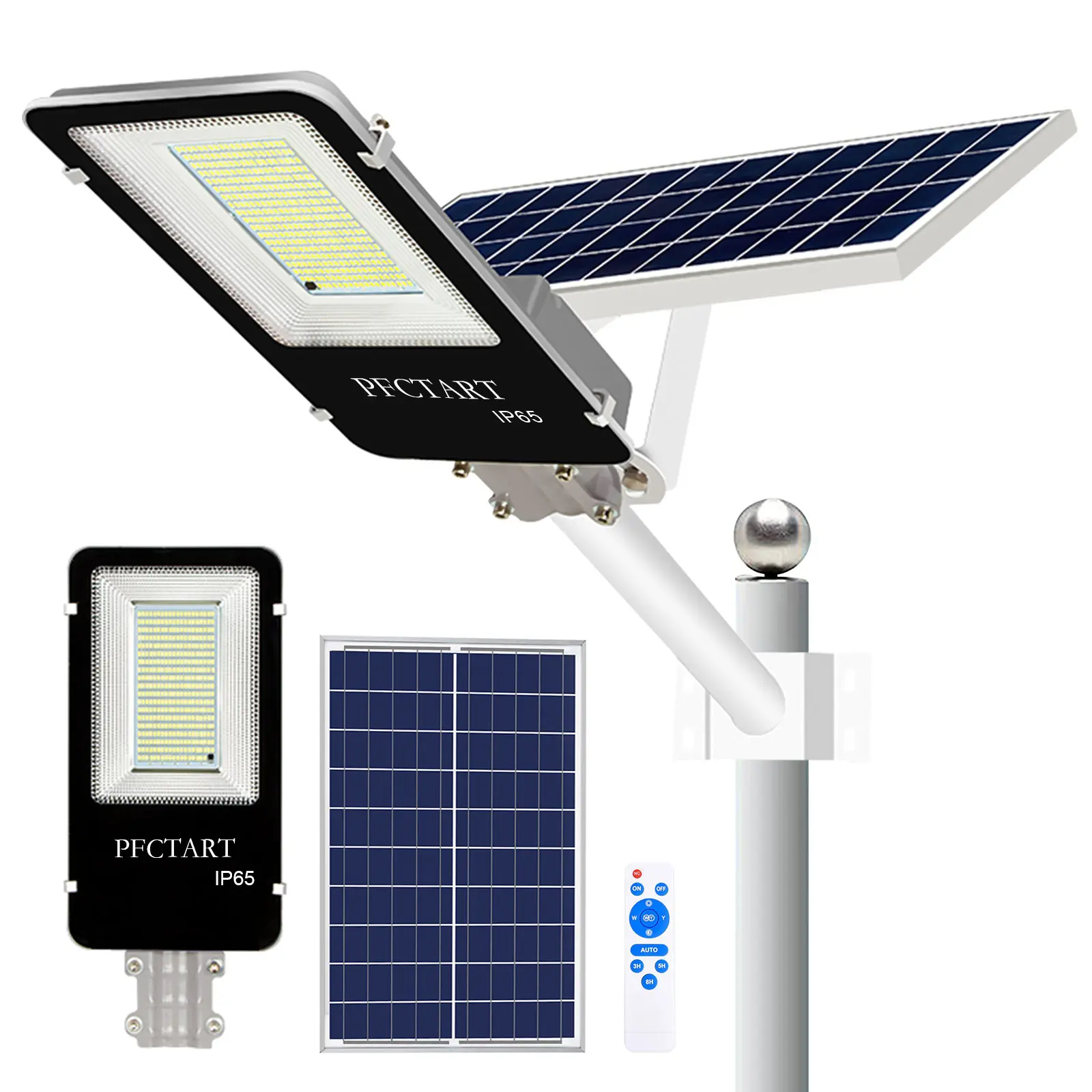 Solar street lamp, Led street lamp+lamp pole+remote controller, wide-angle motion sensor, suitable for courtyard, outdoor and indoor Lighting Modern Energy Efficient Durable solar lights outdoor