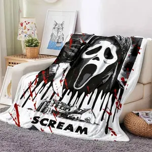 Ghostface Throw Blanket Ultra-Soft Warm & No Pilling Mask Horror Perfect For Movie Nights Lightweight Adults Teens Horror