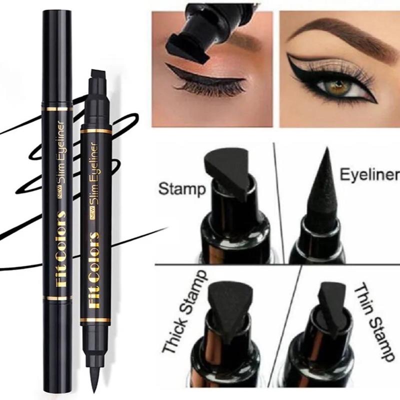 Big Seal Stamp Liquid Eyeliner Pen Waterproof Fast Dry Black Eye Liner Pencil With Eyeliner Cosmetic Double-ended Eyeliner Smudgeproof Long-lasting Lipliner Makeup