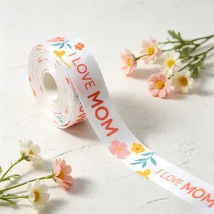 Satin Ribbon Roll, Love Mom Design, Perfect for DIY Crafts, Mother's Day Gifts & Gift Decoration, Ideal Gift Wrapping Material, Gift Wrapping Supplies, Graduation Gift Wrapping