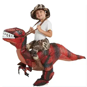 Red Inflatable Velociraptor - Ride-On Dinosaur - Costume - Smaller Size