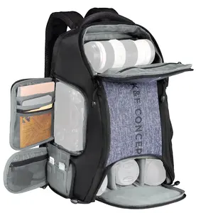 【K&F CONCEPT】Camera Backpack,25L Large Capacity Camera Bag for Photographers with Raincover and 15.6 Inch Laptop Compartment Compatible for Canon/Nikon/Sony/DJI Mavic Drone