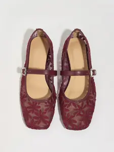 Summer Breathable Mesh Women's Flats, Fashion Mary Jane Shoes, Lightweight Comfortable Square Toe Hollow Out Casual Shoes, Casual Trendy Flat, Daily Wear Shoes