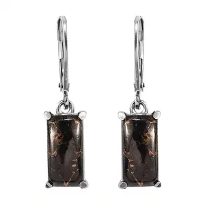 Matrix Silver Shungite 3.75 ctw Lever Back Earrings in Stainless Steel Christmas Gifts