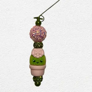 Pink Succulent Wired Silicone Beaded Bookmark