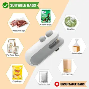 Mini snack bag sealing machine,2 in 1 heat USB rechargeable snack bag selaer,plastic bag resealing machine, keep food fresh.
