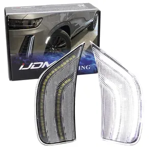 iJDMTOY Clear Lens White Double-Stripe LED Front Wheel Arch Side Marker Lights For 2021-2024 Chevy Suburban/Tahoe, GMC Yukon, Cadillac Escalade