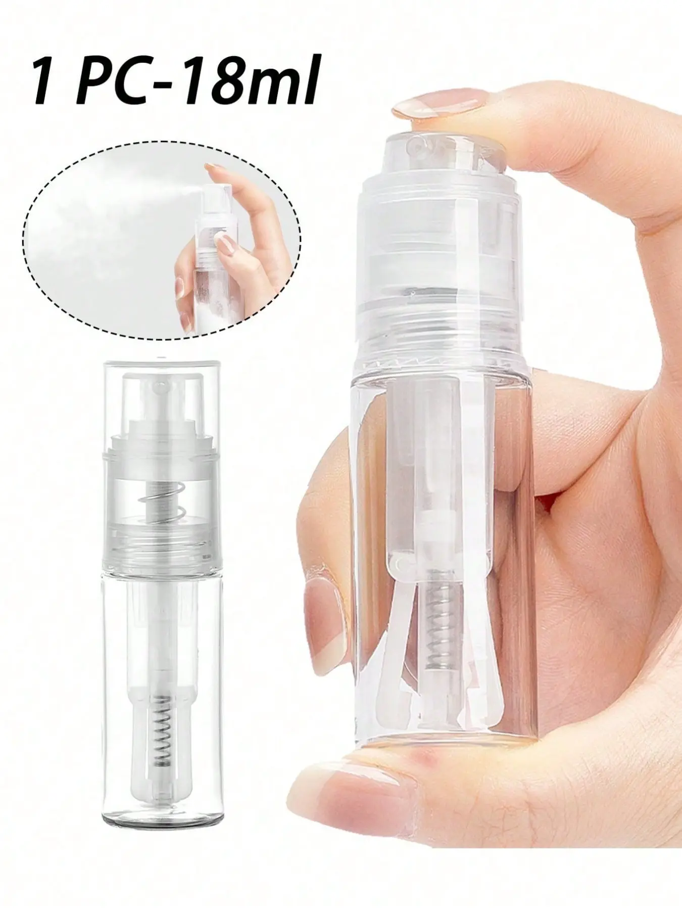 1 18ml transparent refillable glitter spray bottle, Clear bottles, 0.47-2.03 oz empty cake decorating fondant baking tool dry powder, long nozzle spray bottle, travel-sized refill bottle, watermelon-colored frosting spray bottle