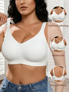 Comfortable Women's No Underwire Full Coverage Bralette, Slim-Fitting Lined Bra for Daily Wear, Max Support, All Seasons