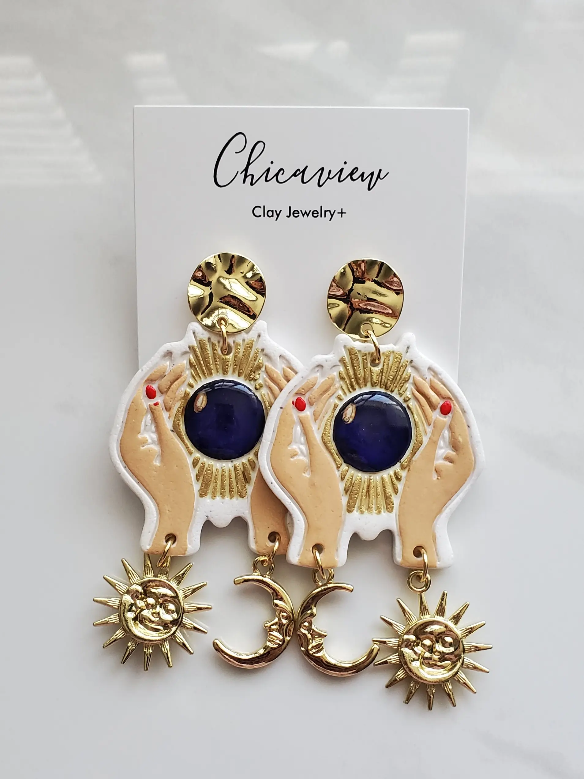 Polymer Clay Earrings - Crystal Ball Mood Changing Earrings