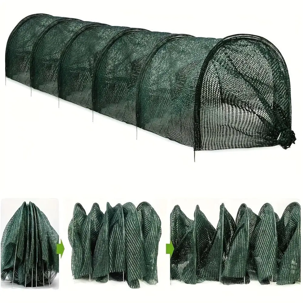 10ft Garden Tunnel Shade Cloth Cover, PET+PE Material, for Greenhouse, Patio, and Garden Plants, Plant Support Netting, Plastic with Metal Frame, for Urban Agriculture and Farming