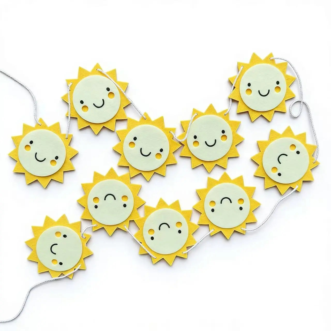 Boho Sun Sunshine Decorative Banner Garland, Felt Artificial Hippie String Banner, Bohemian Aesthetic Decoration, Home Party Decorations, Indoor Outdoor Baby Shower Birthday