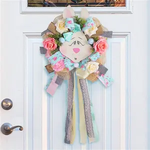 Easter Bunny Wreaths for Holiday Party Front Door Decoration Wall Decor[1.13]